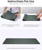 YSAGi Leather Desk Mat Large 60x35 cm Non-Slip Waterproof Dark Green view 9