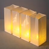 Plastic Luminaria Bags with LED Lights, White (Set of 20)