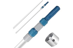 POOPLE Pool Pole - Professional 16 Foot Telescoping Swimming Pool Cleaning Poles, Adjustable 2 Piece Telescopic Pole and 1 Piece Extension Pole for Skimmer Net,Brush,Vacuum Head