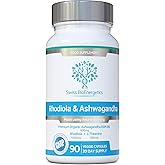Rhodiola & Ashwagandha with L-Theanine - Award Winning Ashwagandha KSM-66 600mg & 1500mg Rhodiola (3% Rosavins - 1% Salidrosides) whole root equivalent- adaptogen combo- No artificial fillers