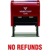 NO REFUNDS Self Inking Rubber Stamp (Red Ink) - Medium