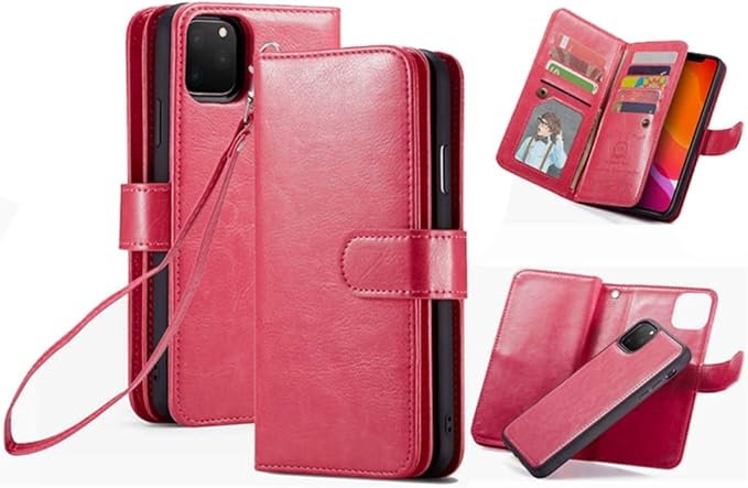 Amazon Com Iphone 12 Pro Max Wallet Case Hysjy Pu Leather Detachable Magnetic Women With 9 Card Slots Wrist Strap Removable Shockproof Slim Cover For Iphone 12 Pro Max 6 7 Inch 9 Rose Iphone 12 Pro Max
