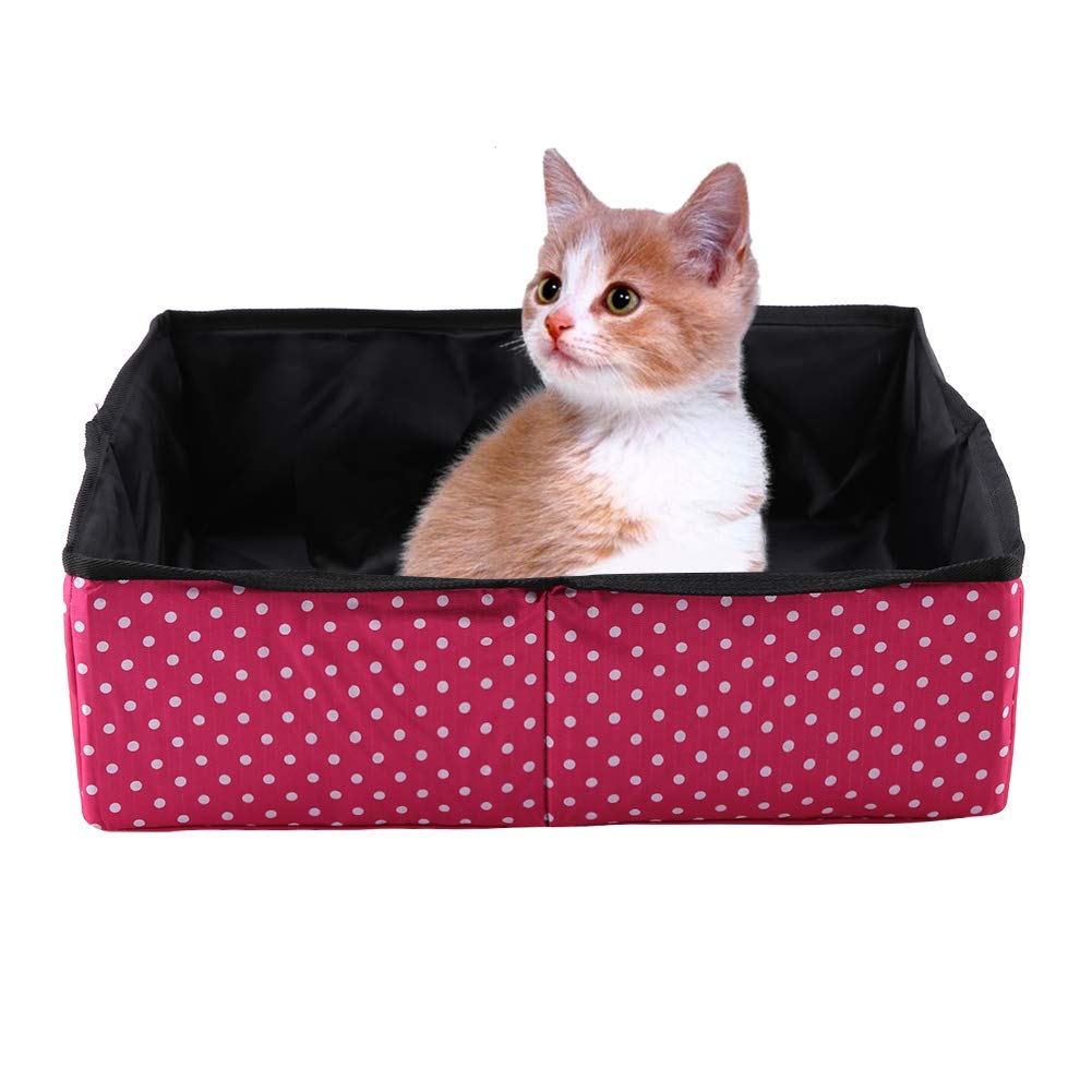 Foldable Cat Litter Box Portable Waterproof Kitty Litter Pan for Home Outdoor Travel Camping - Compact Design for Easy Storage and Transport (Red)