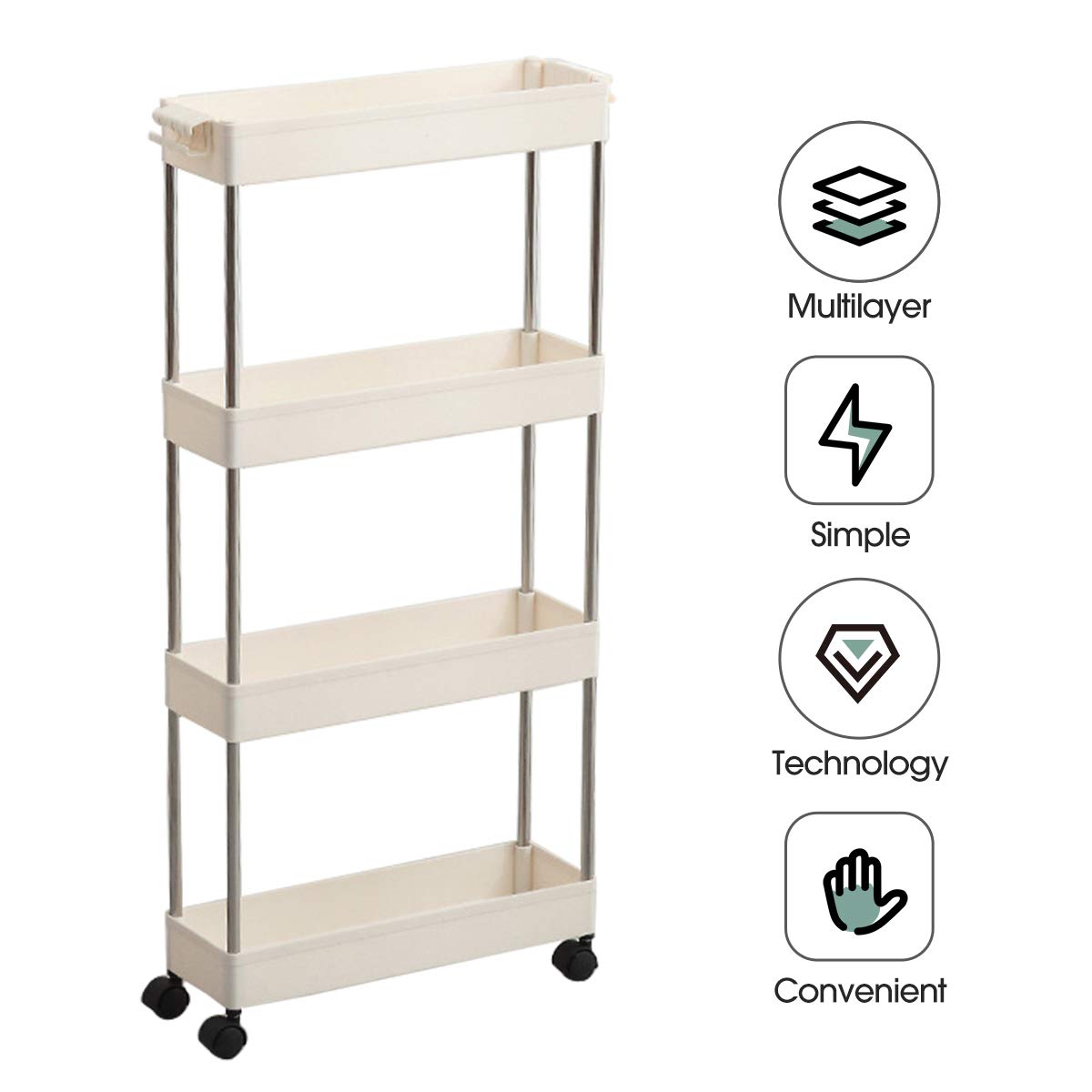 Homespon Gap Storage Organizer Rack Storage Shelf With Wheels Slide ...