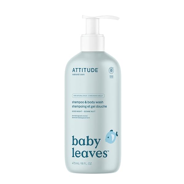 ATTITUDE 2-IN-1 SHAMPOO AND BODY WASH FOR BABY, EWG VERIFIED, DERMATOLOGICALLY TESTED, VEGAN, GOOD NIGHT, 16 FL OZ