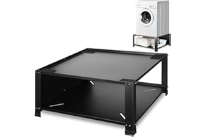 Trycooling Laundry Pedestal Washer and Dryer Pedestals 28.6" Universal Fit Washer and Dryer Stand Mini Fridge Stand with Storage Shelf Drain Pan 13.5" Height (Metal Black)