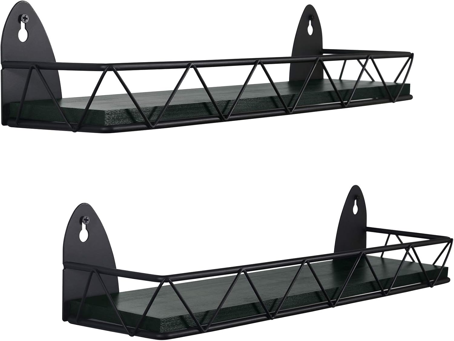 TJ.MOREE Stove Shelf 2 Pack Metal Wall Mount with Large Storage Ebony Stain Wooden Base Spice Rack Over The Stove Kitchen Wall Decor