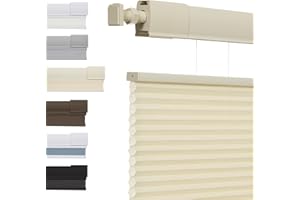 Tonature No Tools No Drill Top Down Bottom Up Cellular Shades for Windows, 1" Light Filtering Fabric, Cordless Honeycomb Indoor Window Blinds, Thermal Insulated Noise Reduction, 35" W x 54" H, Beige