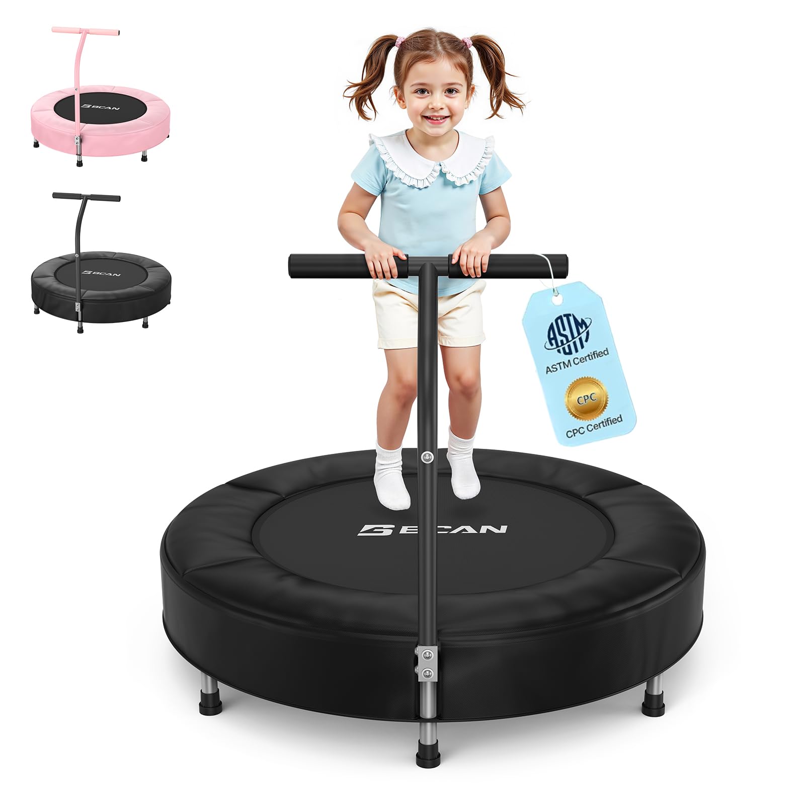 Photo 1 of **missing hardware**BCAN 36'' Toddler Trampoline, ASTM Certified - Kids Trampoline for Ages 1-6, Foam Handle & Safe Thickened Cover, Mini Trampoline for Kids Indoor, Easy to Assemble