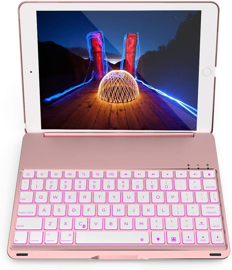 iPad Keyboard Case for iPad 9.7 2018 (6th Gen) - iPad 9.7 2017 (5th Gen) - iPad Air 1 with 7 Color Backlit, Auto Sleep/Wake, Aluminum Hard Shell, iPad Case with Keyboard 9.7 inch(NOT for iPad Pro 9.7)