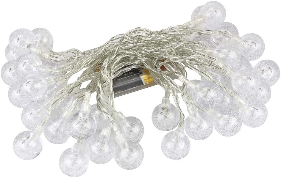 CDK Led String Lights, 6M/19.7ft LED Bubble Globe String Lights Battery Operated 40 LED Big Crystal Ball Fairy Lights Indoor Starry String Lights