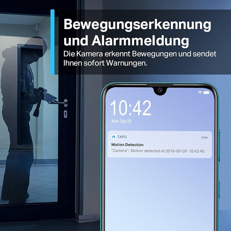TP-Link C210 WLAN IP Kamera Überwachungskamera (Linsenschwenkung und Neigung, 3MP-Auflösung, 2-Wege-Audio, Nachtsicht zu 9m, bis zu 256 GB lokaler Speicher) Weiß/Schwarz, 1 Stück (1er Pack)