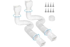 Gutterlix Flexible Gutter Downspout Extensions, Connectable Downspout Extender with 58"+ 67" Extendable Pipe, Thickened Down spout Drain Extension for Rainwater Drainage(2 Pack, White)