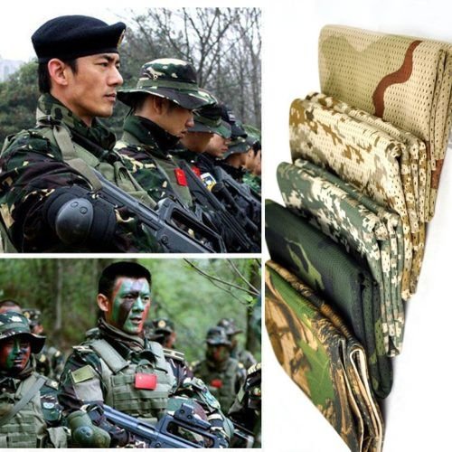 Tactical military style camo mesh neck scarf scrim net sniper fac…