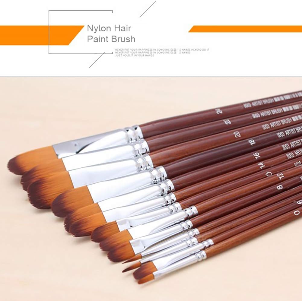 Amagic 13 PCS Filbert Brushes for Acrylic Oil Watercolor Artist Professional Painting Kits with Synthetic Nylon Tips, Long Handle
