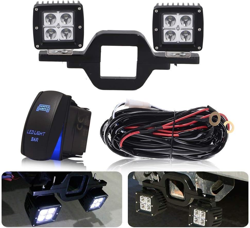 DakRide Tow Hitch LED Pod Light Kit Fit Many Truck SUV Trailer RV etc. Includes DOT Approved 3x3 Inch High Power LED Pod Lamps & Tow Hitch Mount Bracket, Use As Reverse, Off-Road Search Light