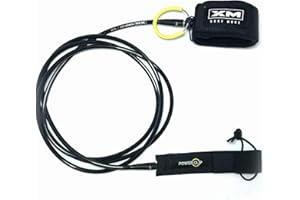XM SURF MORE Big Wave 6ft-20ft Surfboard Leash with Power Clip Quick Release Upgrade, Cord Thickness (.313in), Key Pocket, Unbreakable Swivels, Detachable Railsaver, Made in USA