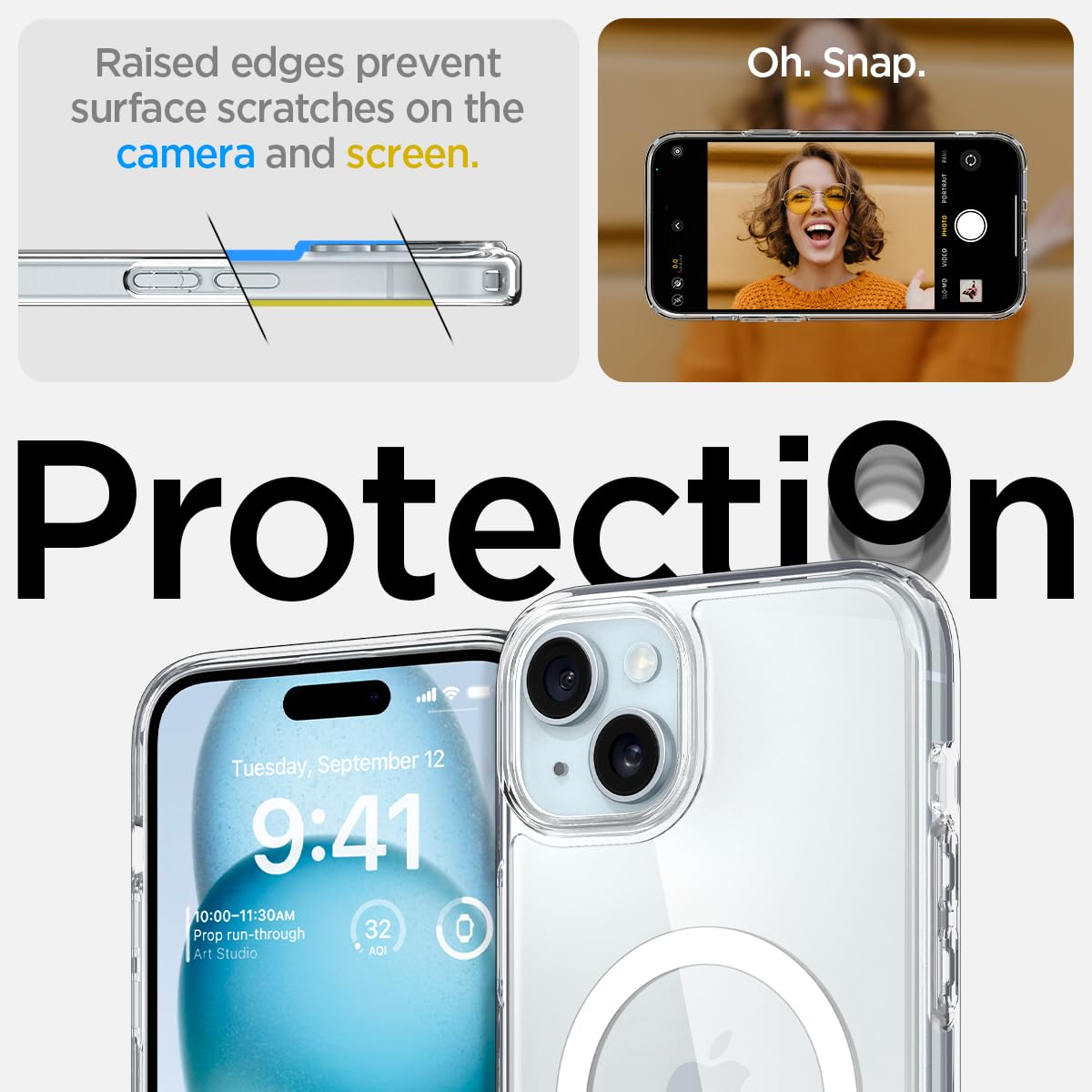 Spigen for iPhone 15 Case, Ultra Hybrid MagFit [Anti-Yellowing] [Compatible with Magsafe] - Clear