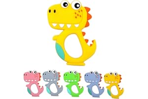 Hoement Silicone Teether Ring for Boy Girl Non-deforming Molars Easy to Yellow Soothes Gums and Enhances