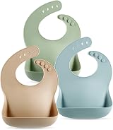 PandaEar 3 Pack Thick Silicone Baby Bibs Waterproof Adjustable Wide Pocket view 1