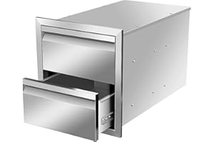 Migoda Outdoor Kitchen Drawer 14 x 15 x 23 inch Flush Mount BBQ Layer Drawer, Durable Stainless Steel Kitchen Drawer Outdoor Kitchen Access Drawer for BBQ Island Patio