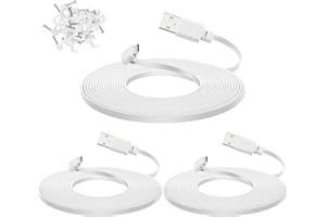 YEAOI 3-Pack 10 ft Cable for WYZE Cam Pan V3 Camera, Outdoor Power Adapter, 90 Degree Micro USB Cord, White