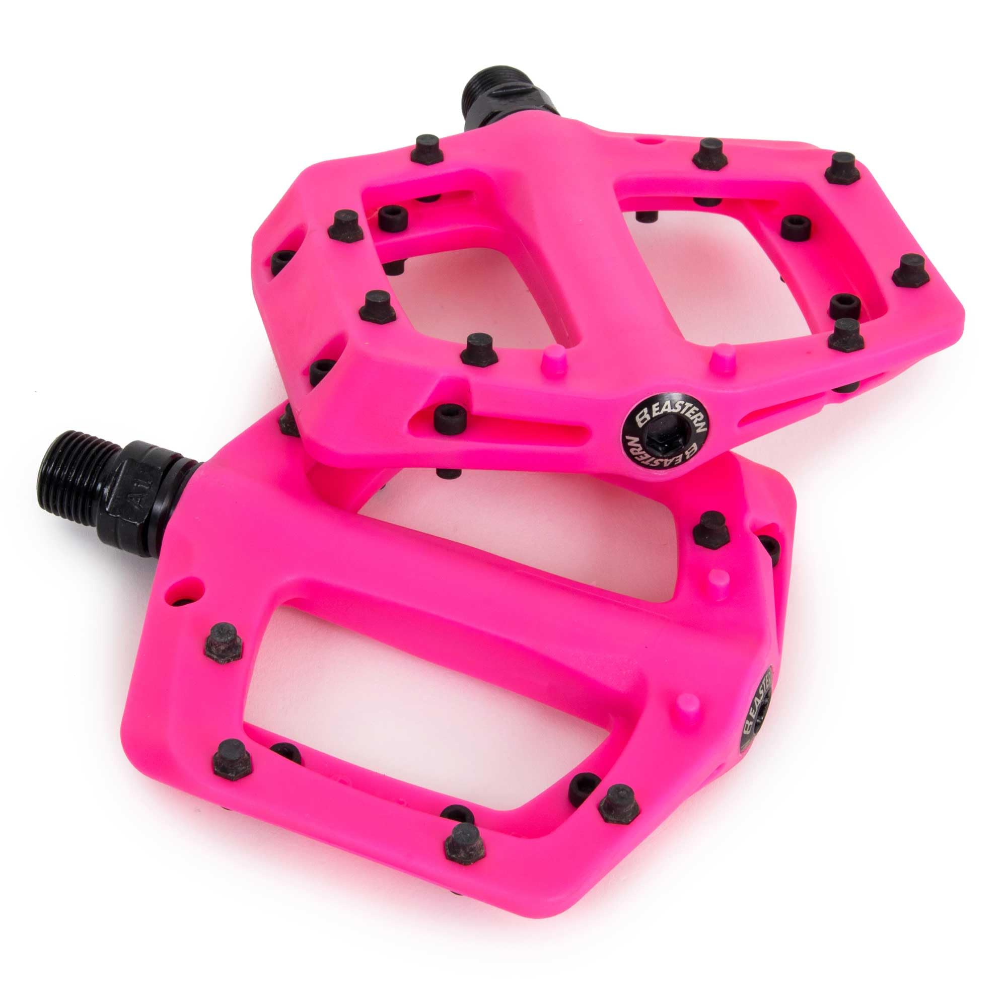 Eastern Nylon Linx Pedals 9/16 - Lightweight, High-Grip MTB & BMX Pedals with Removable Metal Pins, Chromoly Axle for BMX, MTB, Road & Kids Bikes - Pink