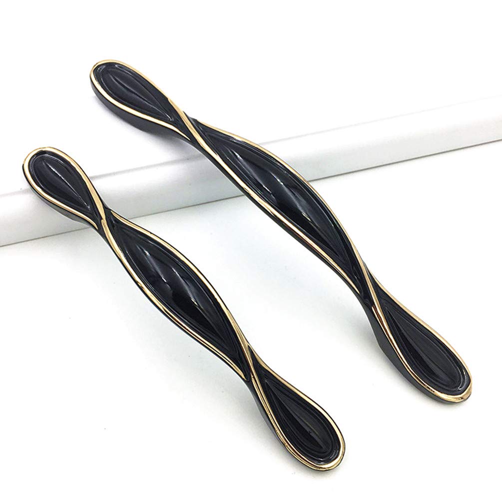 Pack-of-8 Cabinet Pulls Handles for Cupboard Drawer Closet Dresser Drawer Knobs Fashion Style Zinc Alloy Hole Pitch 128mm Black