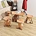 WELLAND Mushroom Seat Stool, Cedar Wood Flower Root/Stand