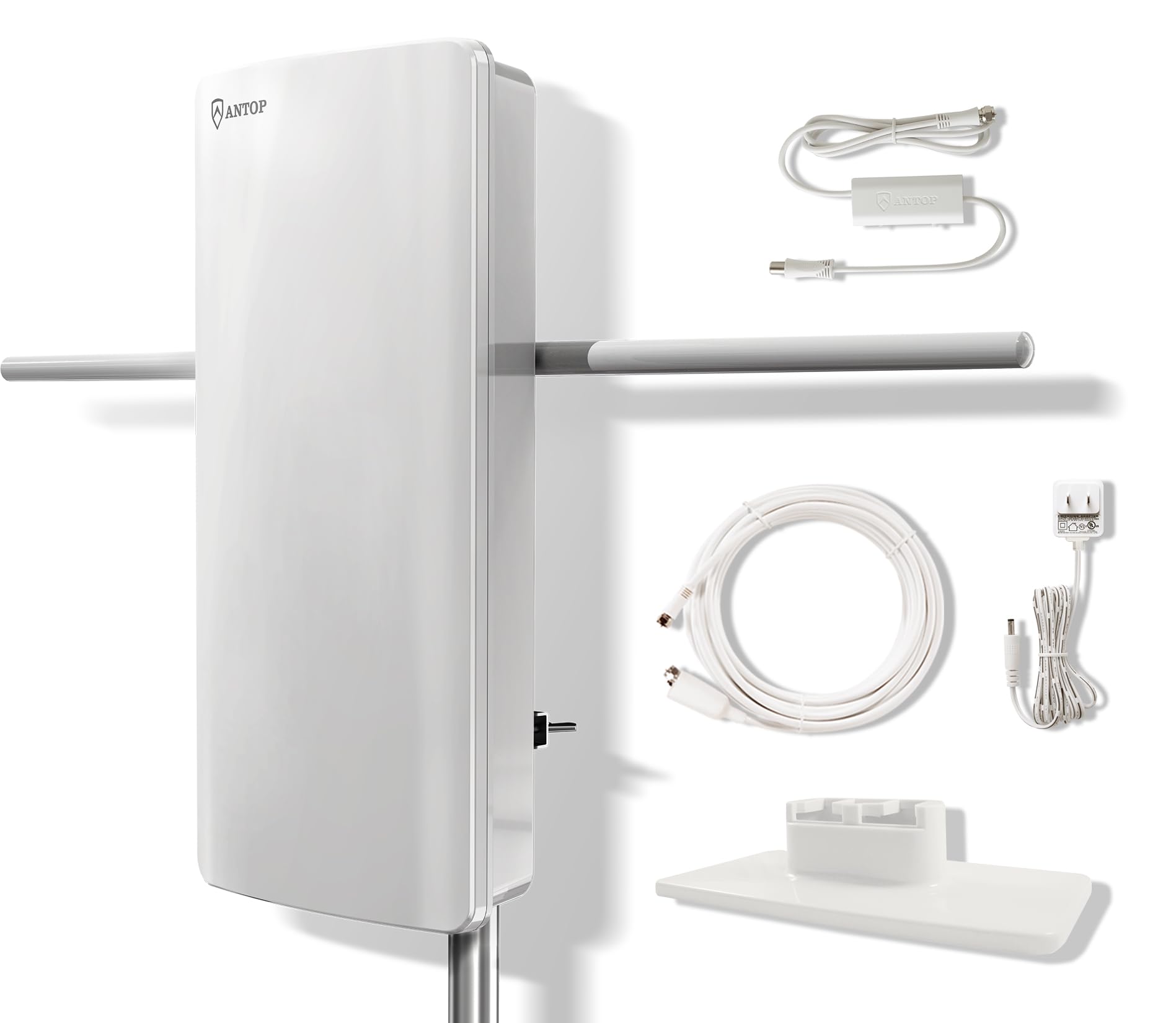 Antop Big Boy AT-400BV Outdoor Indoor HDTV Antenna with VHF Enhancer Rods, Digital Amplified HD Antenna for Smart TV Indoor 4K 1080P, 85 Miles Range
