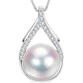 Freshwater Pearl Necklace,10-12mm Round Real Pearls,18K Gold Plated S925 Sterling Silver Chain,18+2" Adjustable - Gifts for Women Wife Anniversary Birthday Val Wedding Mothers Christmas Day Gift