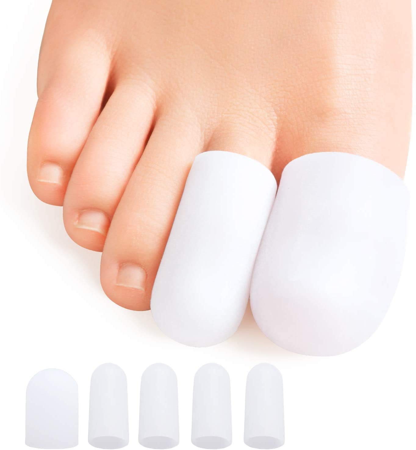 Pedimend Soft Silicone Gel Toe & Finger Caps (5PAIR) - For Both Feet & Hand - Reduce Discomfort of Corns, Blisters & Ingrown Nails - Gel Protectors Prevent Friction - Foot Care