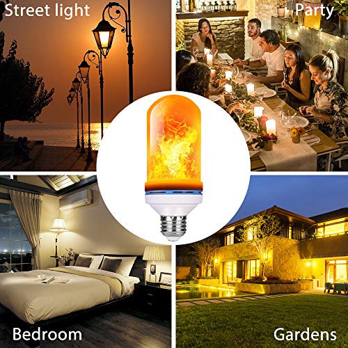 MASCOTKING Flame Bulb,LED Flame Effect Light Bulb 4 Modes with Upside Down Effect,E26 Standard Base, Simulated Decorative Light for Holiday Decoration/ Hotel/ Bars/ Home/ Restaurants(2 Pack)