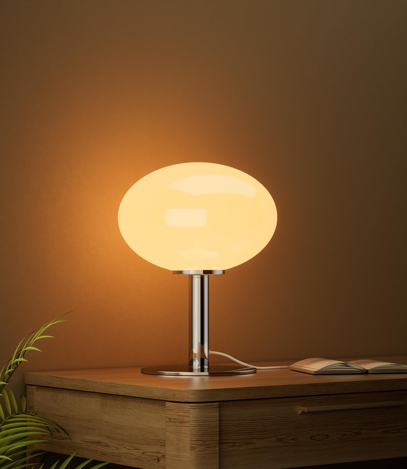 Photo 1 of Glass Mushroom Lamp, Retro Dimmable 3 Color Temperature Table Lamp for Bedroom Living Room Nightstand, Mid Century Modern Aesthetic Lamp (4W, White)