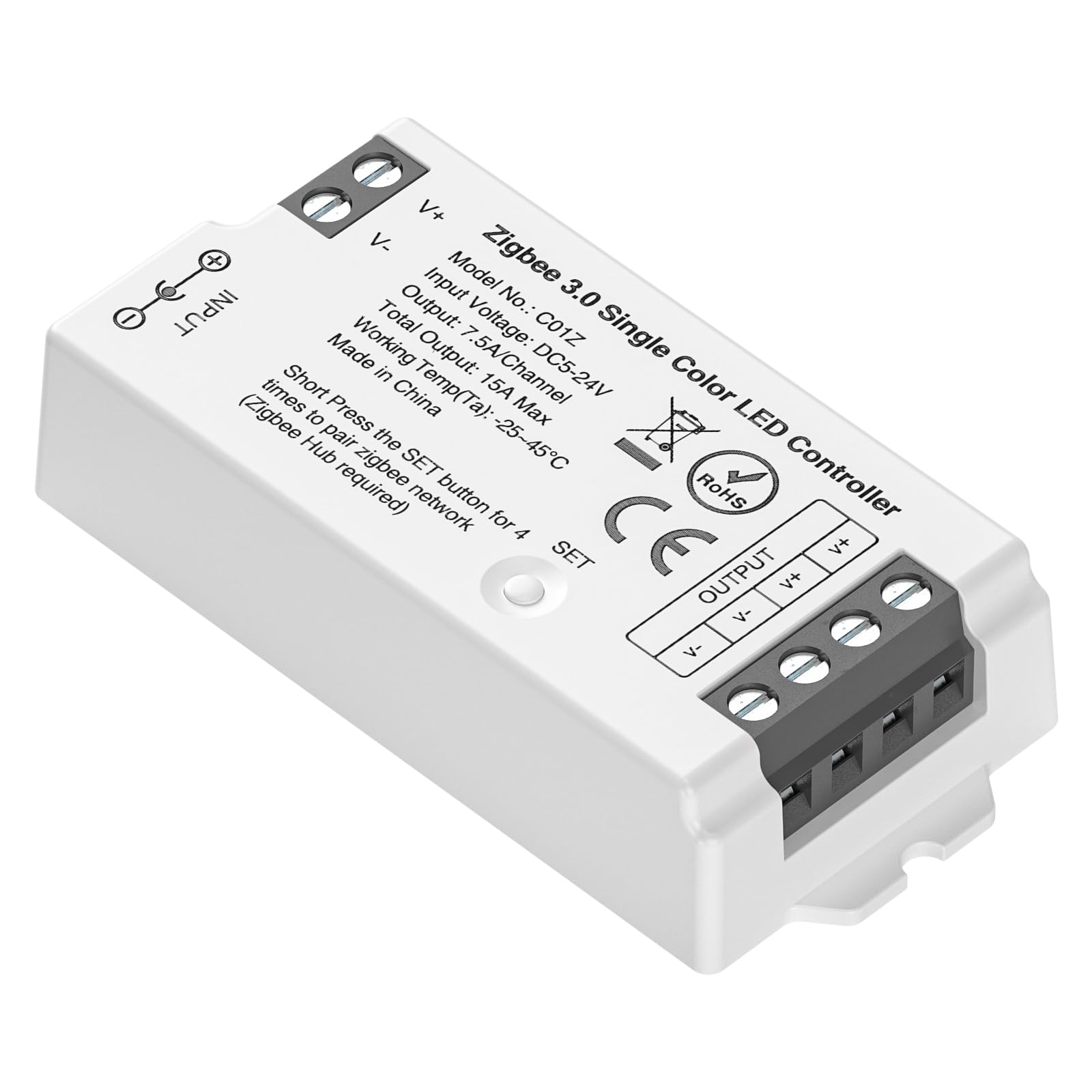 BTF-LIGHTING C01Z Monochrome Zigbee 3.0 LED Controller for FCOB 2835 5050 Single Colour LED Strip Voice Control Dimming Compatible with Bridge Tuya Dual Mode Gateway(Not Content Gateway) — image 1