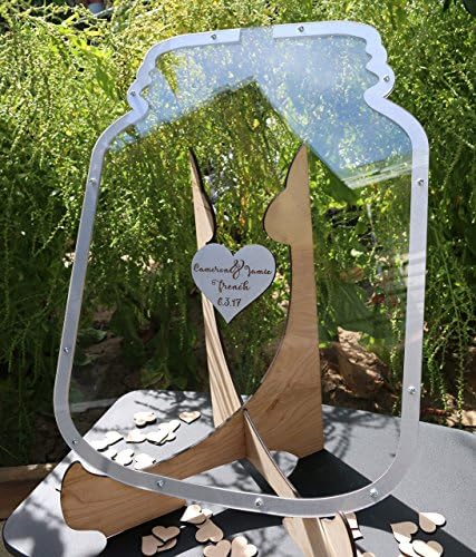 Clear Mason Jar Wedding Guest Book Alternative Drop Top box Hearts Handmade