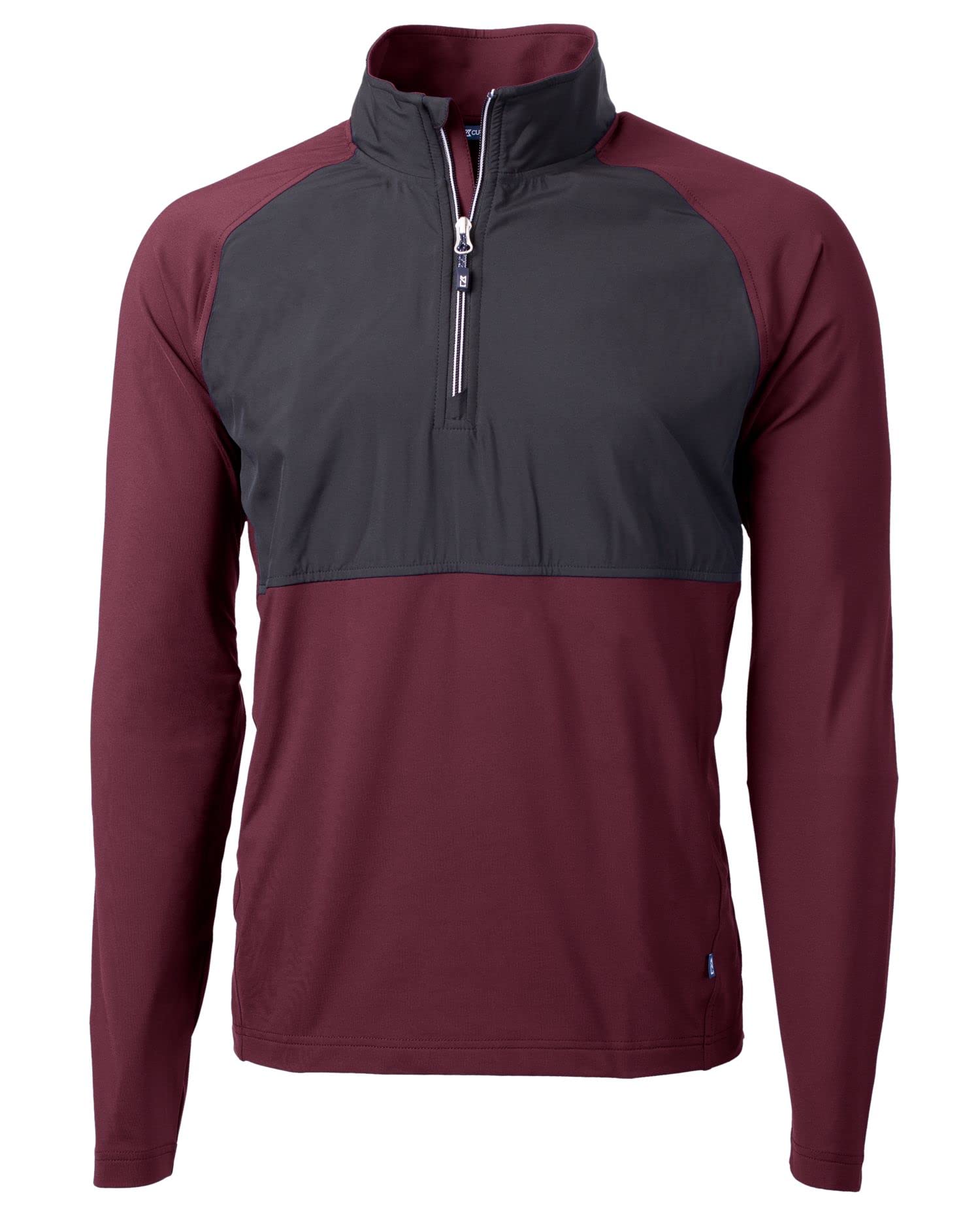 Cutter & Buck Adapt Eco Knit Hybrid Recycled Mens Quarter Zip, Bordeaux/Black, XXL