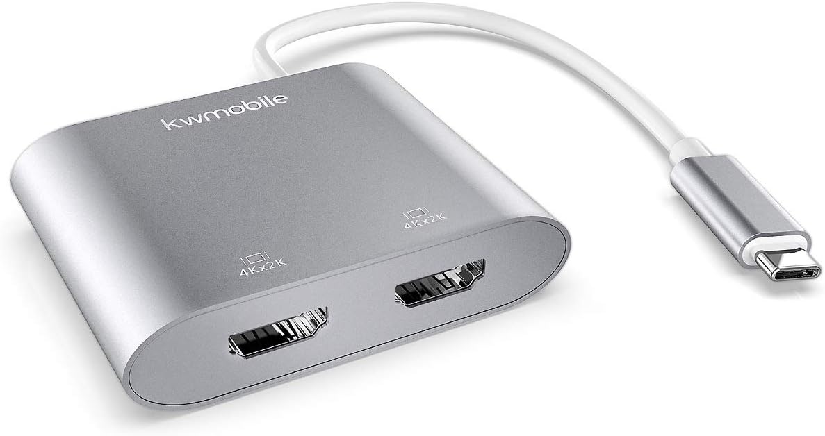 kwmobile USB Type C dual HDMI Adapter 3.1 TypeC display port to 2x HDMI 4k 30Hz multiport Hub
