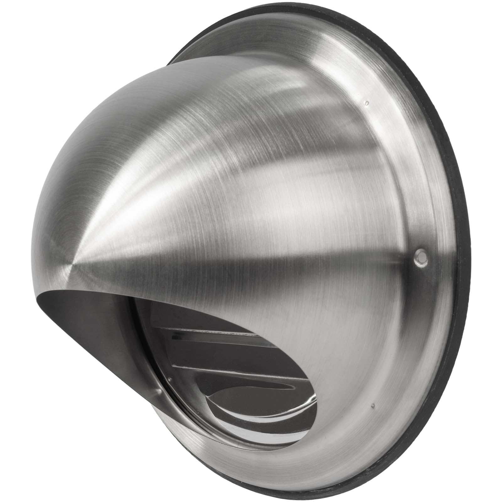Vent Systems 125 mm / 5" Inch Stainless Steel Round Vent Cover - Louvered Wall-Mounted Air Intake/Exhaust Bull Nose with Drip and Rubber Seal - Indoor & Outdoor Use HVAC for Bathroom, Kitchen, Home