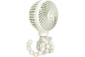 TRELC Mini Handheld Stroller Fan, Personal Portable Baby Fan with Flexible Tripod, 2024 Upgraded Version, Gift for Children, Rechargeable Fan for Office Room Car Traveling BBQ Gym Fan (White)