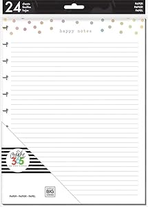 me & my BIG ideas Note Paper Sheets - The Happy Planner Scrapbooking Supplies - 24 Sheets of Pre-Punched Paper, Double-Sided Paper with Gold Foil - Make Lists, Take Notes, Doodle - Big Size