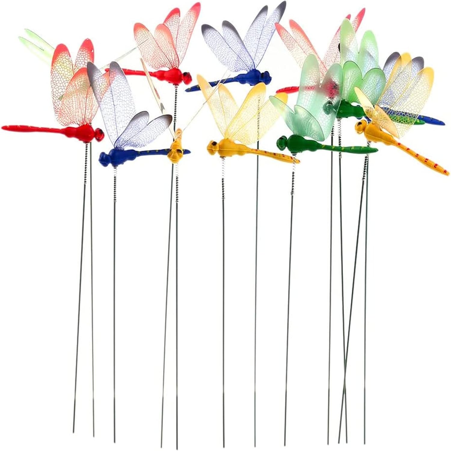 Decorative Garden Stakes - Warmshine 24 Pieces 3D Dragonfly Garden Decor Dragon Fly Garden Stakes Dragonflies Garden Ornaments Patio Decoration Dragonfly Stakes with Sticks, 4 Colors