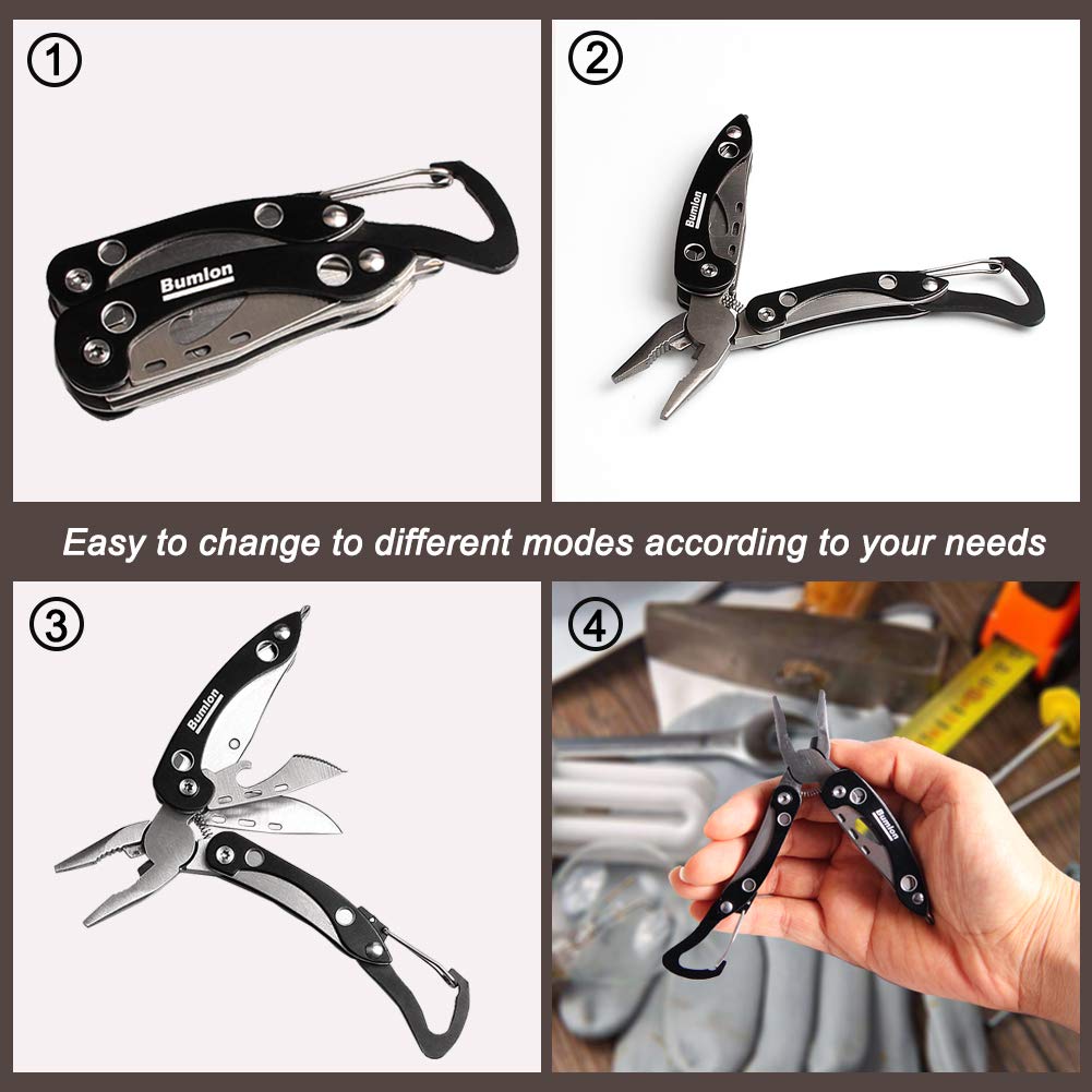 Multitool Plier Folding Pocket Knife 8 in 1 with Pliers,Screwdriver, Cutter, Keychain, Sheath, Mini Stainless Steel Survival Tool for Camping, Fishing