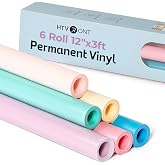 HTVRONT Pastel Permanent Vinyl, 12" x3ft 6 Boho Adhesive Vinyl Roll Bundle | Compatible with Cricut &amp; Silhouette, Matte Finish Waterproof Roll for Mugs, Windows, Easter Crafts, Signs, Decals