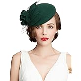 Z&X Vintage 1920s Wool Felt Flower Fascinator Pillbox Hat British Wedding Church Derby Hats for Women Winter Fedoras