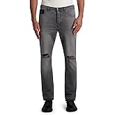 Karl Lagerfeld Paris Mens Leather Pocket Light Wash Denim Pant