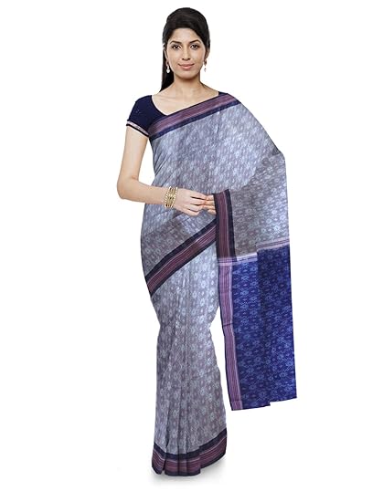 Odisha handloom Sambalpuri Handloom Womens Cotton Saree (Blue)
