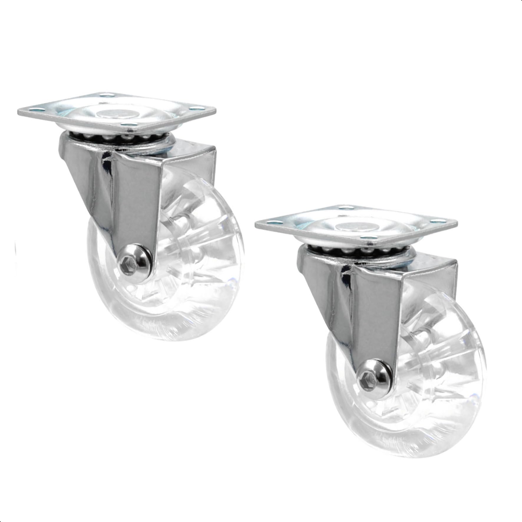 WAGNER design castor - SKATERWHEEL - 2pcs. set - wheel transparent, housing highly polished, diameter 50 mm, with screw-on plate, load capacity 40 kg/castor - 03108502