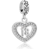 ZakiaHo Heart Love Sweet 16 18 Birthday Charms for Bracelets Comaptible with Pandora Bracelets