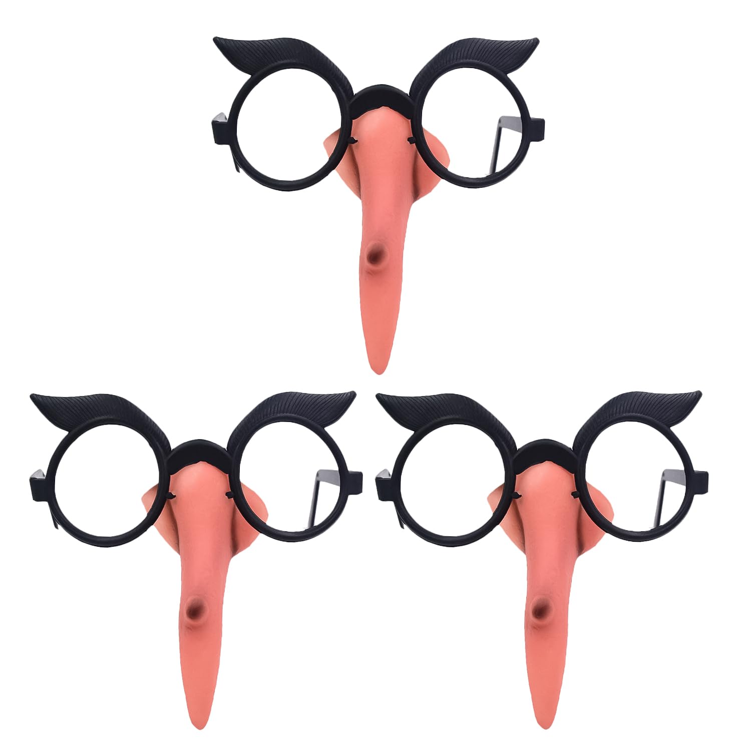 HAICN 3Pieces Halloween Witch Nose Glasses Novelty Witch Nose Glasses Disguise Funny Party Decoration Eyewear Prop for Adult Cosplay